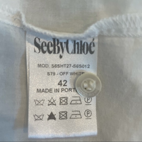 See by Chloe Off White Ruffled Button Down Shirt - Picture 6 of 10